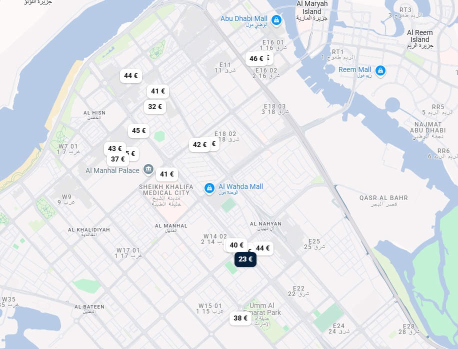 Plan des hotels pas chers à Abu Dhabi