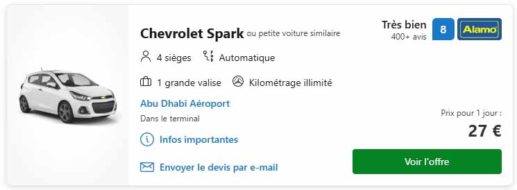 location voiture  euros Abu Dhabi par jour